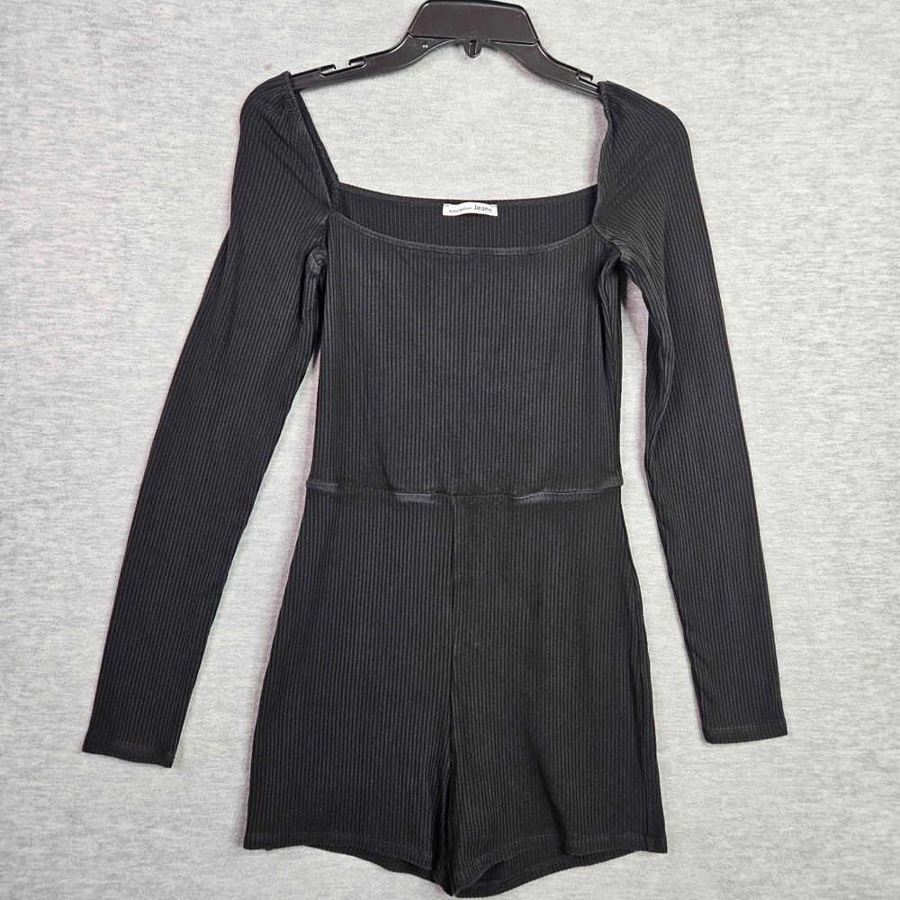 Reformation Jeans Women's Black Ribbed Long Sleeve Jumpsuit Size S